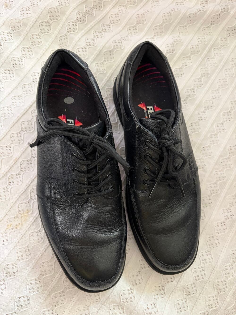 Feellife Leather Slip Resistant Oxford Work Shoes Black Men's 9.5 M